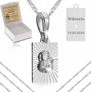 Řetízek STŘÍBRNÝ ŘETÍZEK + MEDAILON Matka Boží PR 925 DÁREK K PŘIJÍMÁNÍ SVATÉ PŘIJÍMÁNÍ