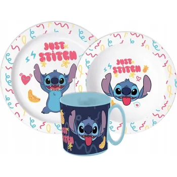 Disney Lilo a Stitch, jídelní sada, plastová sada s hrnkem 390 ml