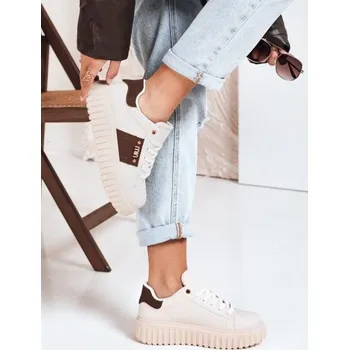 Dámské tenisky Dámské tenisky na platformě béžové