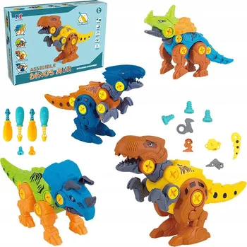 ostatní stavebnice STAVEBNICE ŠROUBOVACÍ STAVEBNICE ŠROUBOVÁK AUTO DINOSAURUS 4x 5v1