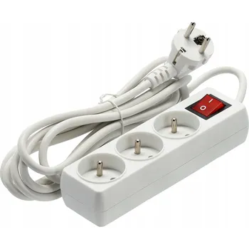 Napájecí kabel ZÁSUVKOVÁ LIŠTA PRODLUŽOVACÍ KABEL vypínačem, 3 zásuvky, 5 m, bílý