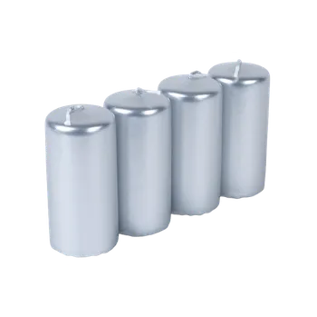 Svíčka Svíčky 4x8cm stříbrné 4ks