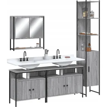 Koupelnový nábytek 4dílná sada koupelnového nábytku, šedý dub sonoma