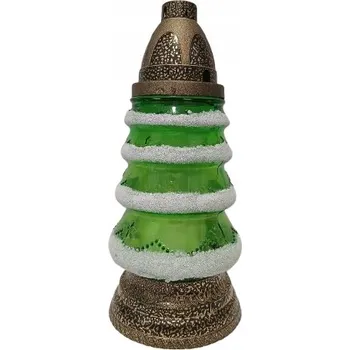 Svíčka Hřbitovní Svíčka (Hřbitovní Svíčka) v zelené barvě s brokátovým efektem zasněžení