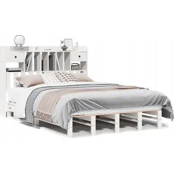 Postel Postel s regálem, borovice bílá, 223 x 146 x 110 cm, pro matraci 140 x 200 cm