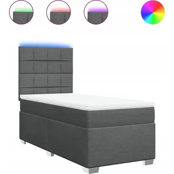 Postel Kontinentální postel tmavě šedá s LED, 200 x 90 x 140,5/150,5 cm