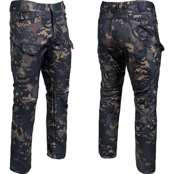 Pánské kalhoty Pánské taktické softshellové kalhoty - s fleecem, 8 kapes, Dark Camo L