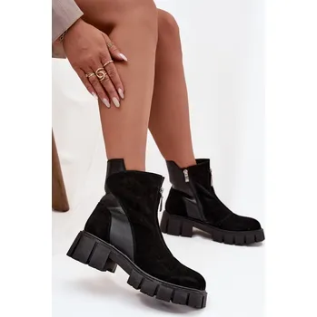 Dámské kozačky D&A Dámské kozačky z pravé semišové kůže s podšívkou D A JC52 874 Barva: Černá, Velikost: 39