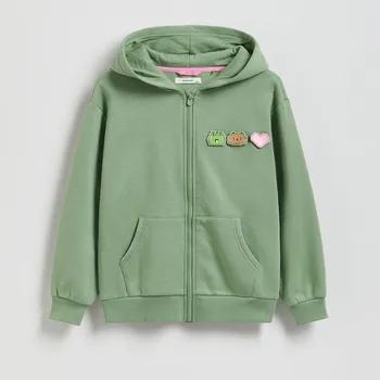 Dívčí mikina Reserved - Mikina s aplikací Boffie & Poko - zelená - 262FA-77X - 262FA-77X-158