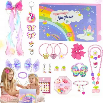 Kalendář ADVENTSKÝ KALENDÁŘ PRO DĚTI S BIŽUTERIÍ PRO DÍVKY RŮŽOVÝ DÁREK