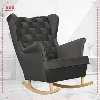 Křeslo Houpací křeslo ušák Carol, skandinávský styl, Family Meble, tmavě grafitové