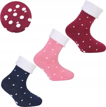 Dámské ponožky TEPLÉ DĚTSKÉ PONOŽKY S PUNTÍKY PROTISKLUZOVÉ ABS 3-BALENÍ MORAJ 31-34