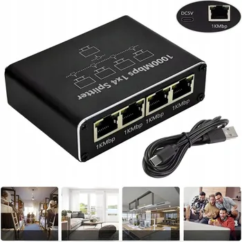 Switch Switch Rozbočovač LAN 1000 Mbps pro Internet, 4 porty Gigabit Ethernet