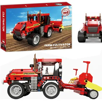 autíčko Lebula Sada stavebních bloků 471 el. prvky zemědělský traktor červený