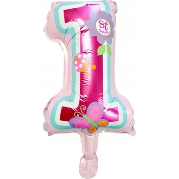 Balónek Fóliový balónek 33 cm - Růžová Číslice 1 k 1. narozeninám