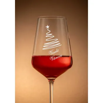 Sklenice Sklenička na víno Vánoční stromek, 1ks (Vánoční dárek)