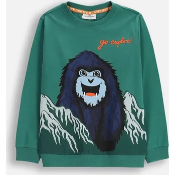 Chlapecká mikina Dětská bavlněná mikina Coccodrillo zelená barva, hladká, YETI BOY KIDS ZC5143101YBK 77X, vel. 110