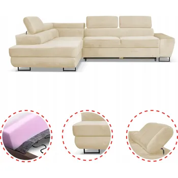 Sedací souprava Rohová Sedací Souprava Family Meble Bosso velur béžová