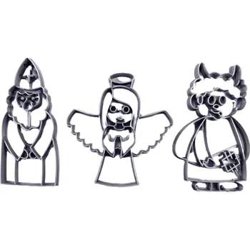 Vánoční dekorace vykrajovátko - sada A, Mikuláš, čert, anděl 3 ks