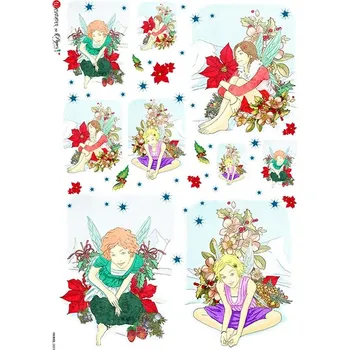Umělecký papír Rýžový papír na decoupage - A4- Víly (Fairies) 0009