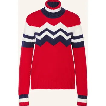 Dámský svetr Lilienfels Rolák Z Merino Vlny, červená / tmavě modrá / bílá