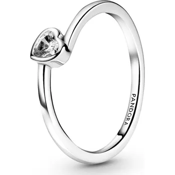 Módní doplněk PANDORA prsten Čiré nakloněné srdce 54