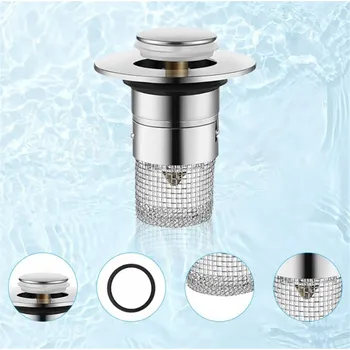 Vrták Odtokový filtr do umyvadla, dřezu, univerzální zátka, sítko do odtoků