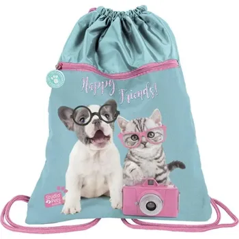 Školní batoh Batoh pytel vak s přední kapsou Pejsek a kočka s foťákem