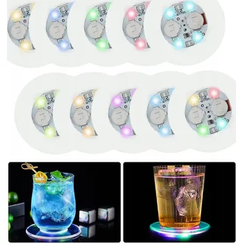 Sklenice SADA 10x LED NÁLEPEK POD SKLENICE, LAHVE, SKLENIČKY - PODSTAVEC