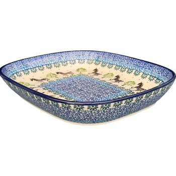 Miska/Půlmísa na obalování řízků Koně 22,5 cm, dekor 2256, Keramika Bolesławiec