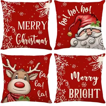 Povlak na polštářek SADA VÁNOČNÍCH POVLEČENÍ NA POLŠTÁŘE 4 KS DEKORAČNÍ 45X45