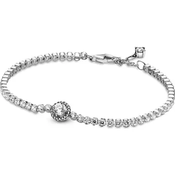 Náramek PANDORA stříbrný tenisový náramek Třpytivá aureola