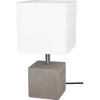 Lampička Čtvercová Stolní Lampa Strong 1xE27 Max.25W Šedý Beton/Bílé Stínidlo