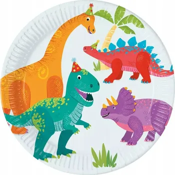 Talíř Papírové Talířky Veselý DINOSAURUS Dino Zvířata Narozeniny Oslava 23cm 8ks