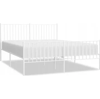 Postel Klasický Rám Postele z Kovu, Bílý, 207x166x90,5 cm, Výška pod Postelí