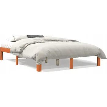 Postel Dřevěný rám postele z masivního borovicového dřeva, voskovaná hnědá