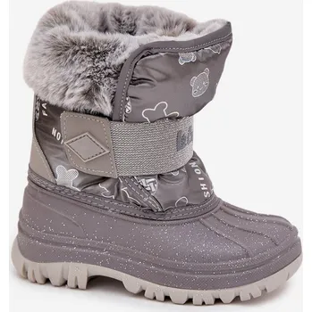 Dětská sportovní obuv Dětské zimní boty s kožešinou na suchý zip Lee Cooper LCJ-25-10-3788 Barva: Stříbrná, Velikost: 27