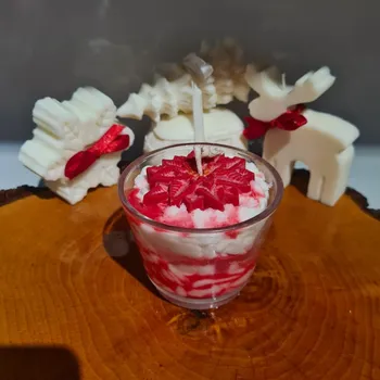 Svíčka Vánoční hvězda ve skle - vonná sojová svíčka