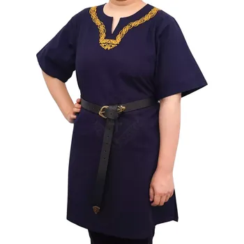 Karnevalový kostým Mythrojan Vikingská tunika s výšivkou a uzlovým ornamentem – Modrá - Outlet