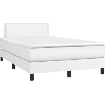 Postel Kontinentální postel bílá 193 x 123 x 78/88 cm s matrací 120 x 190 x 20 cm