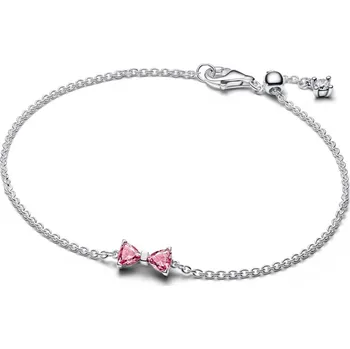 Náramek PANDORA Řetízkový náramek růžová Mašlička