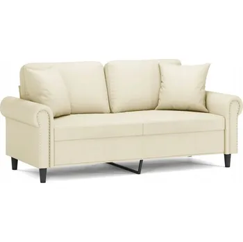 Pohovka Dvojmístná pohovka s polštáři, krémová, 172x77x80 cm