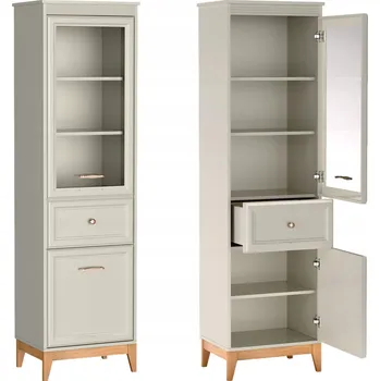 Knihovna PROSKLENÁ VITRÍNA do obývacího pokoje klasická Skříňka kašmírová matná 193 cm VIENNA