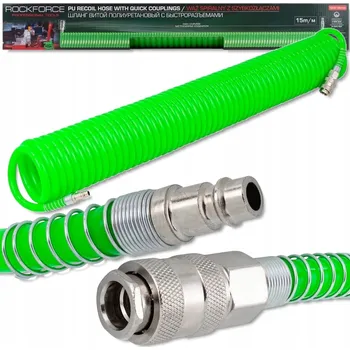 Příslušenství ke kompresoru Spirálová hadice ke kompresoru s rychlospojkami 12 x 8 mm, 15 m Rockforce