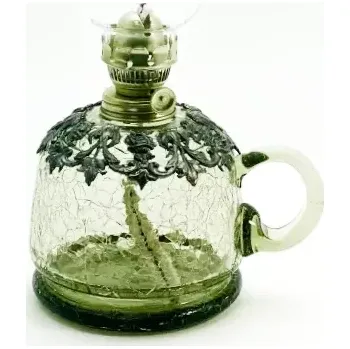 Petrolejová lampa Petrolejová lampa krakle - lesní zelená zdobená cínem | 116732