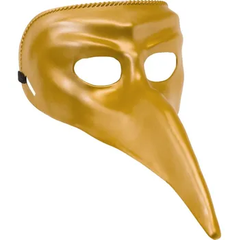 Karnevalový doplněk Widmann s.r.l. Škraboška s dlouhým nosem - zlatá