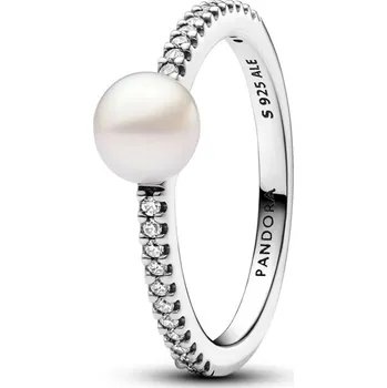 Prsten PANDORA prsten Upravená sladkovodní kultivovaná perla a pavé