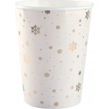 Party nádobí PAPÍROVÉ KELÍMKY ZLATÉ HVĚZDIČKY BARVA SLONOVÁ KOST 270 ML 10 KS VÁNOČNÍ
