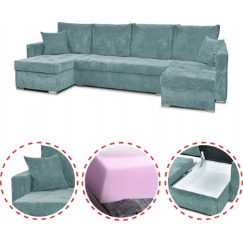 Sedací souprava Rohová Sedací Souprava Bonito BIG rozkládací s funkcí spaní Family Meble manšestr zeleň