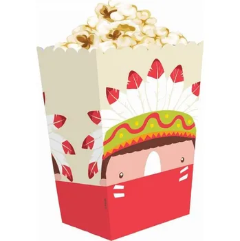 Party nádobí Krabička krabičky na popcorn INDIÁNSKÁ PÁRTY 4ks